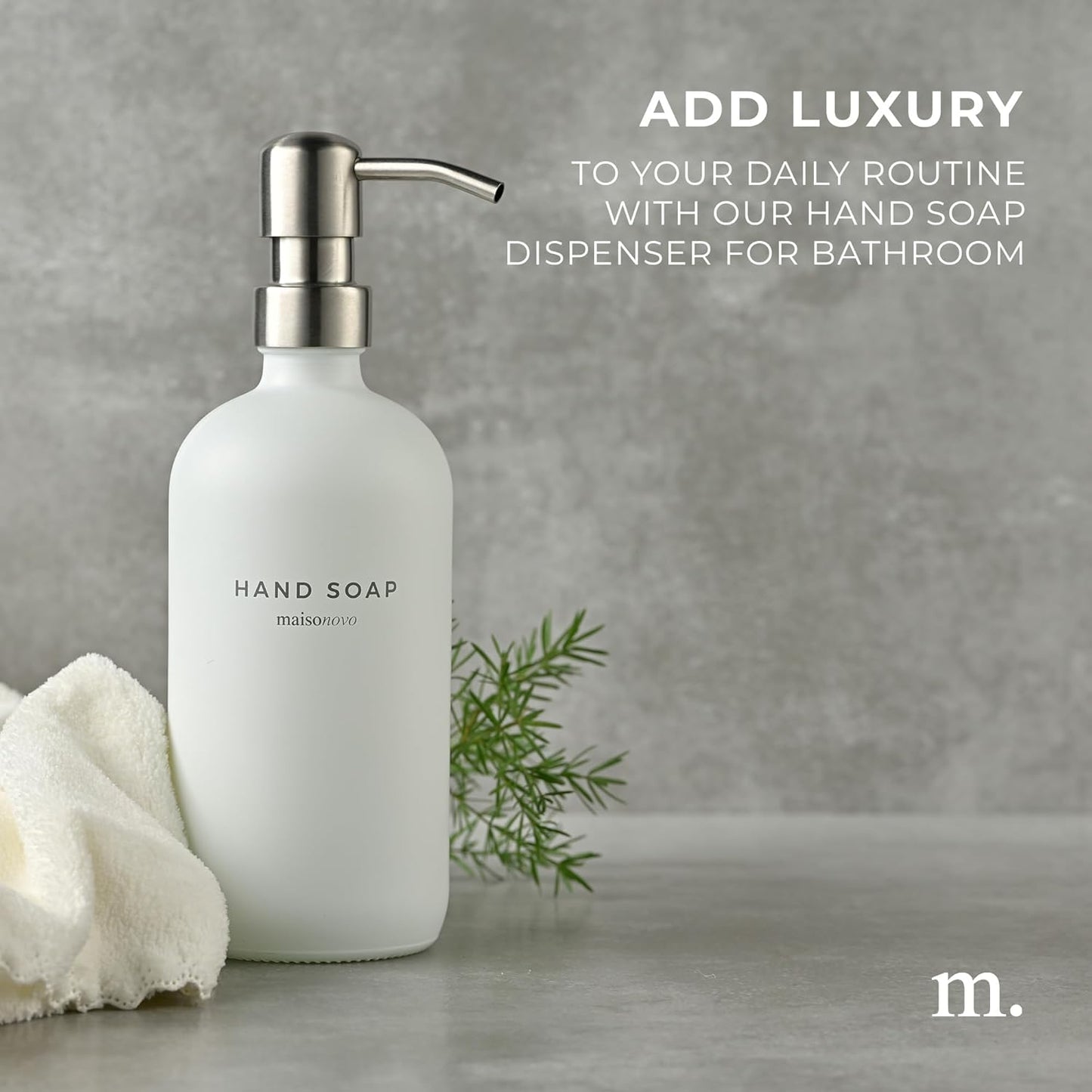 MaisoNovo Soap Dispenser 1-Piece Set | 16.9oz White Bottles with Silver Stainless Steel Pump