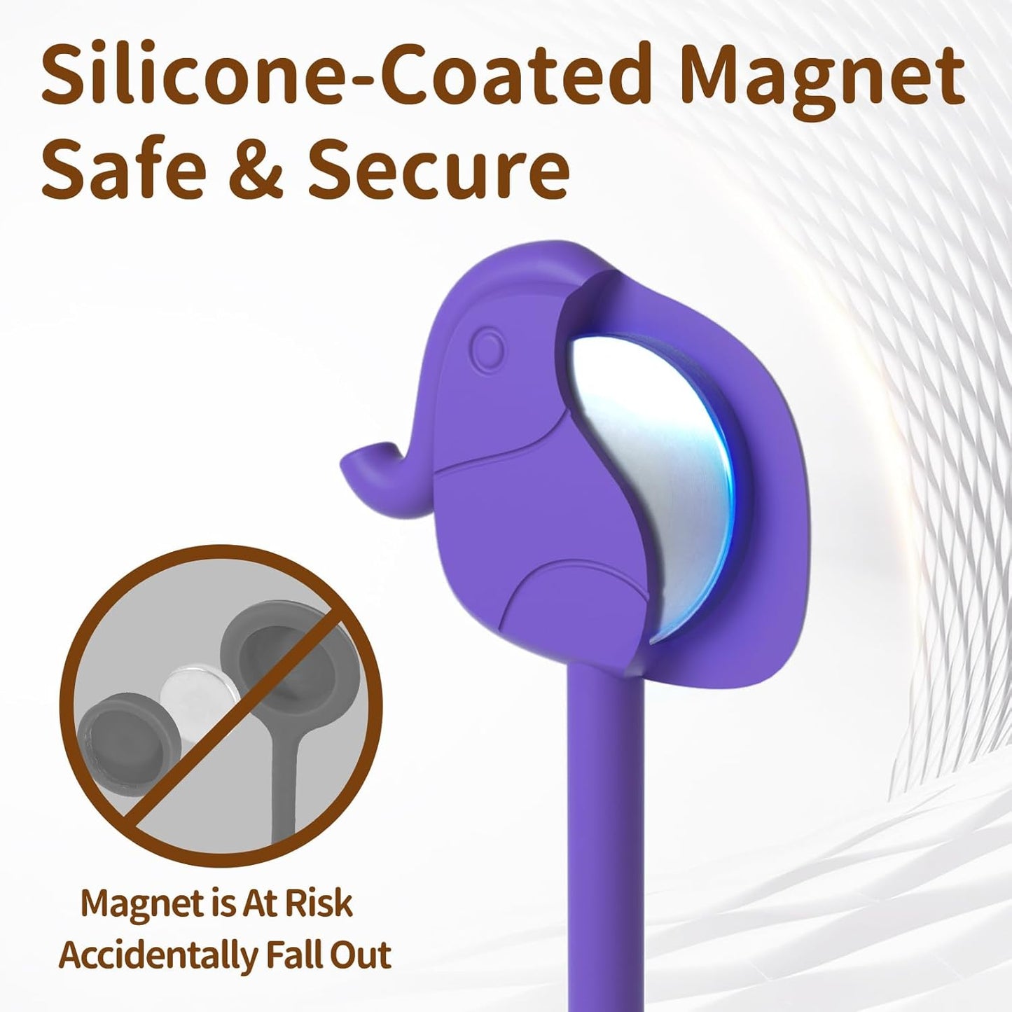 Charming Elephant Magnetic Cable Ties – 24 Pack, Reusable Silicone Cord Organizers for Home & Office, Strong Magnetic Hold, Assorted Colors, Perfect for Cable Organization & Decorative Gift