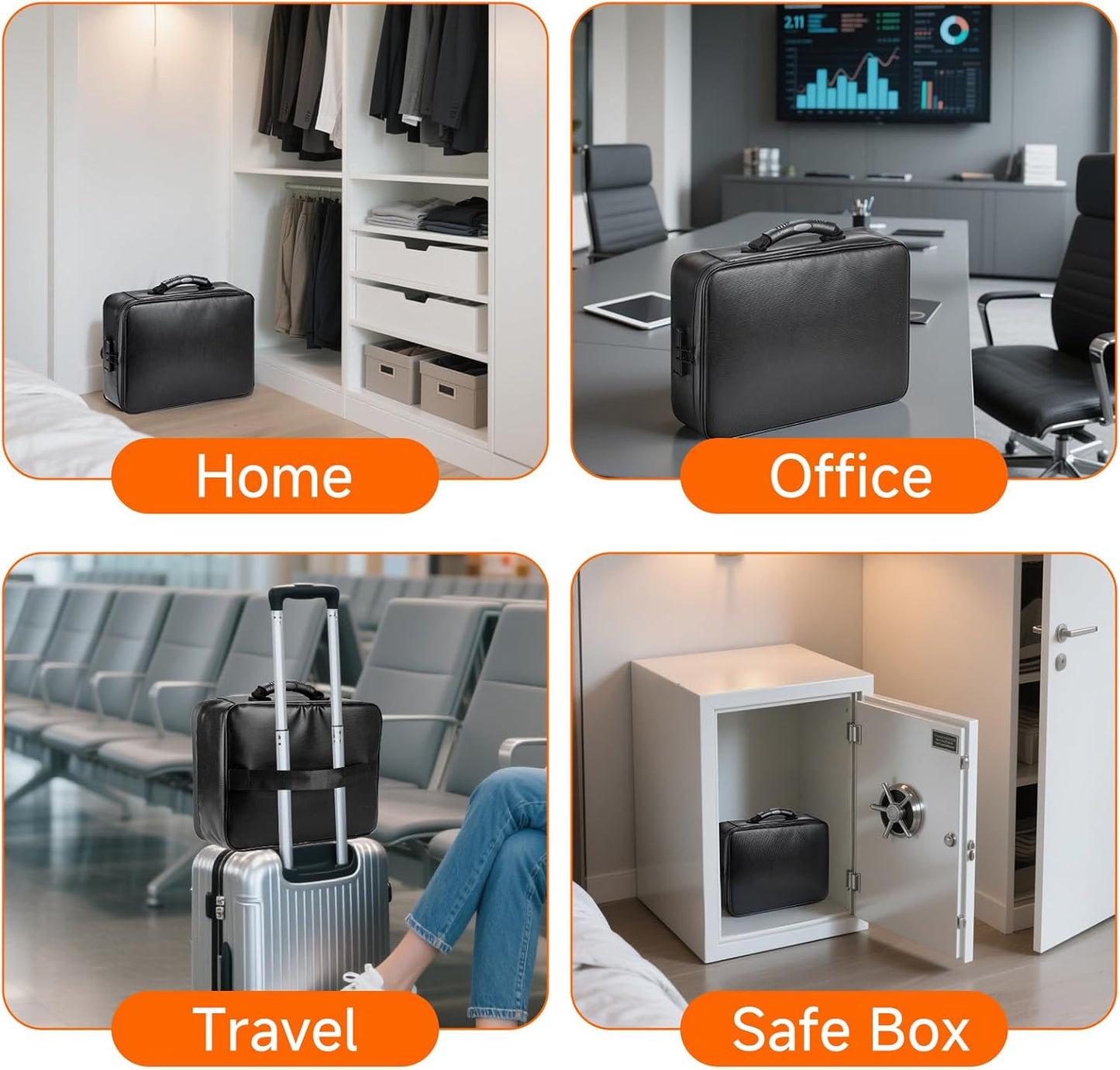 Fireproof Document File Organizer Bag, 5200°F Portable File Organizer with Lock, 16 Layer File Box Waterproof and Heat Insulated Safe Storage for Important Documents, Laptop, and Files and More