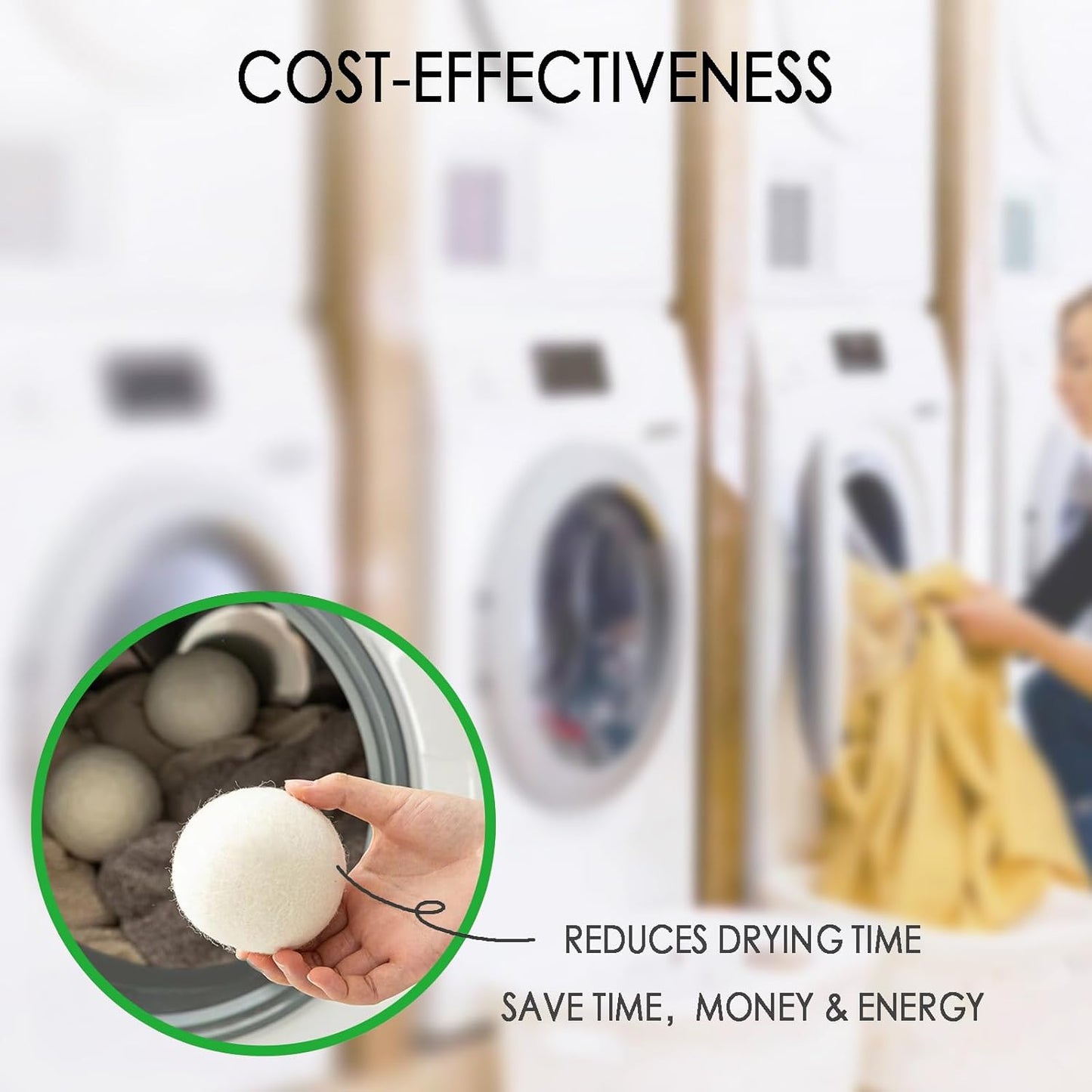 Wool Dryer Balls, 6 Pcs XL Dryer Lint Balls, Reusable Premium Natural Fabric Softener, Efficiently Add Essential Oils Instead of Dryer Sheets, Laundry Room Organization Essentials