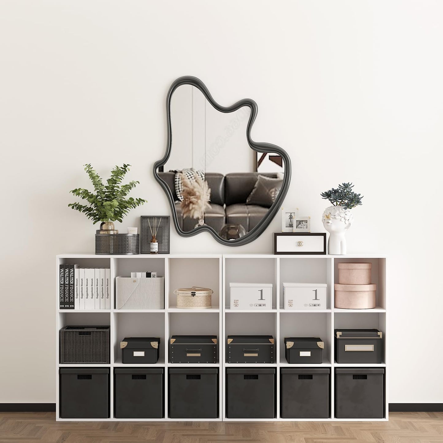 Wooden 9 Cube Storage Organizer with Closed Back Panel,White Cube Shelf Cubby Storage Organizer with Compartments for Living,Bookshelf,Storage Organizers Easy to Install (White, 9 Cube-13in)