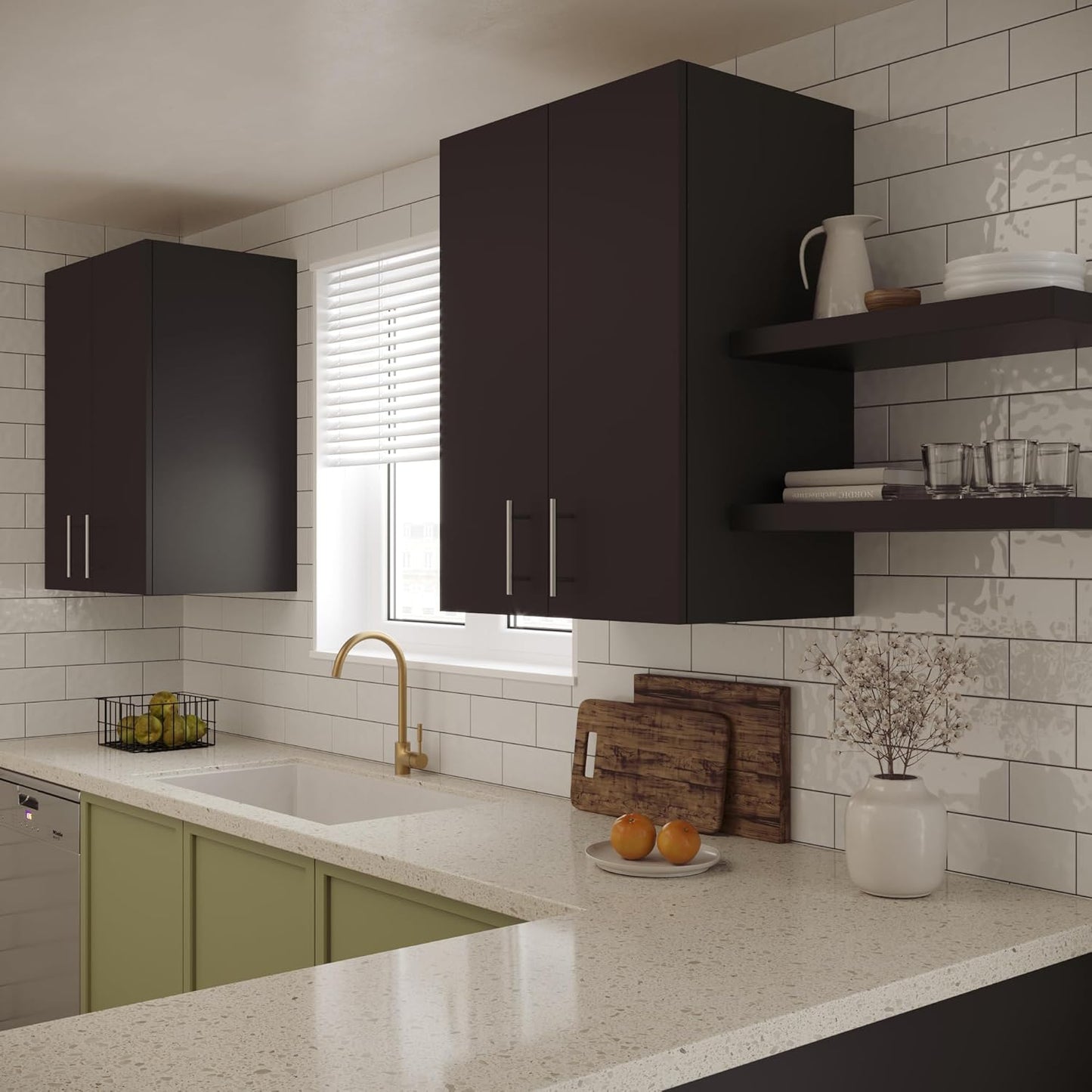 24 x 33 Inch Wall Cabinet set of 1, Kitchen Wall Mounted Wooden Storage Cabinet, Double Door Cabinet with Soft Close, Metal Handle, Adjustable Shelf, for Kitchen, Garage, Laundry, Bathroom, Black