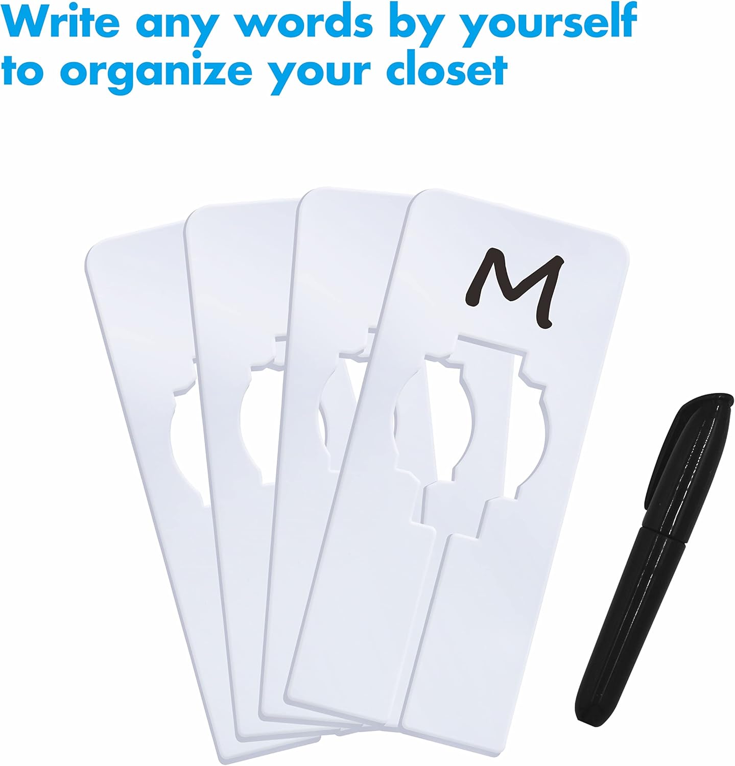 8 PCS Closet Rack Dividers, Wardrobe partition Board White Rectangular Clothing Hanger Dividers with a Bonus Marker, Writable & Reusable for Sorting Clothes Size, Color