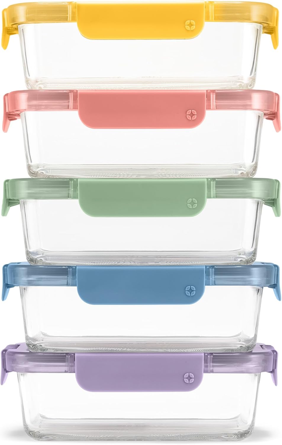 Ello Color Lock 3.4 Cup 10PC, 5 Pack Glass Meal Prep Sets Leak-Proof Glass Food Storage Containers with Airtight BPA-Free Plastic Lids, Dishwasher, Microwave, and Freezer Safe, Desert Festival