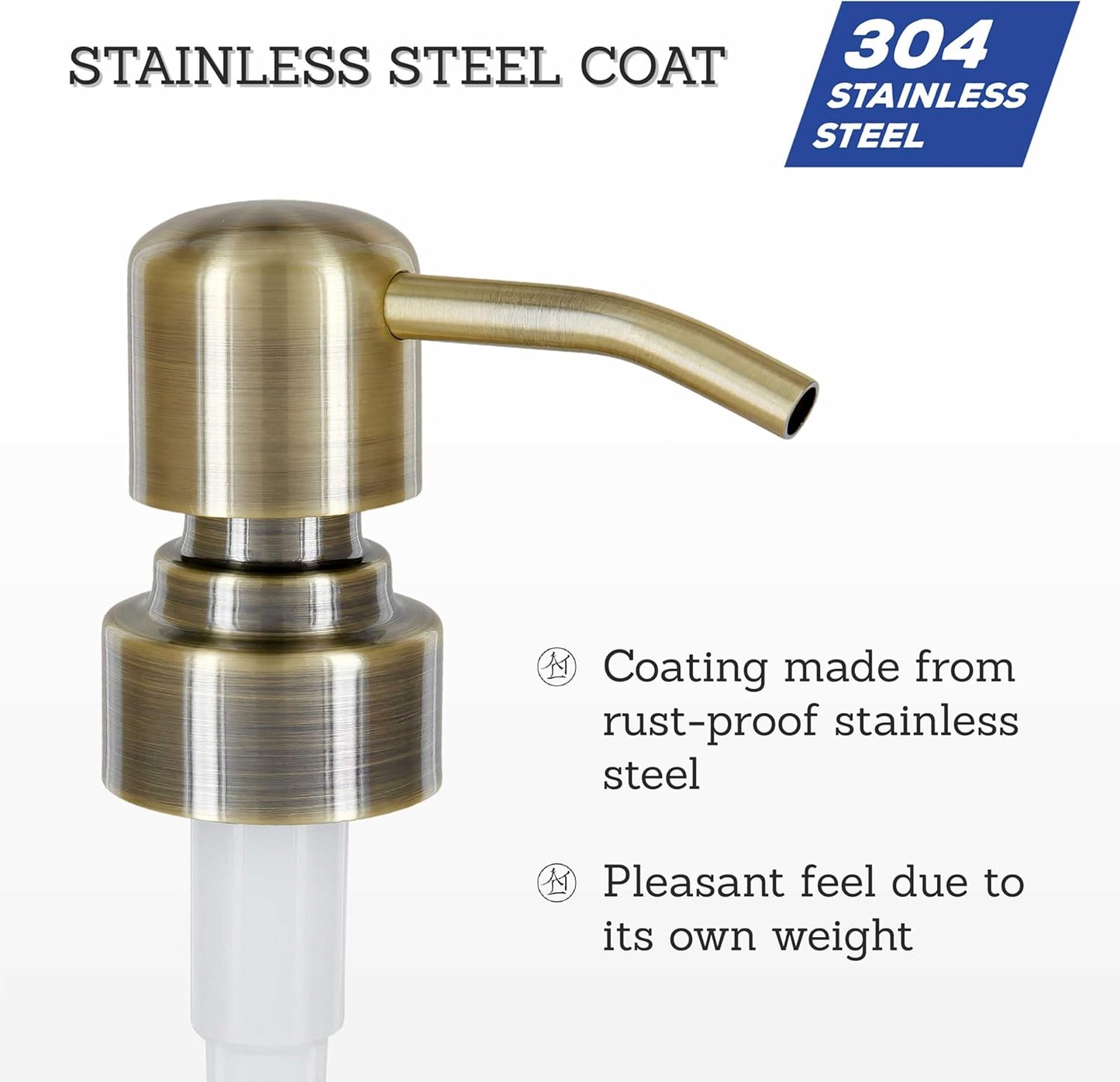 ALTGLAS Stainless Steel Soap Pump 'Zagreb' as Replacement for Liquid Hand Soap Dispensers and Bottle Upcycling (Vintage Brass) - Fits e.g. Jack Bottle