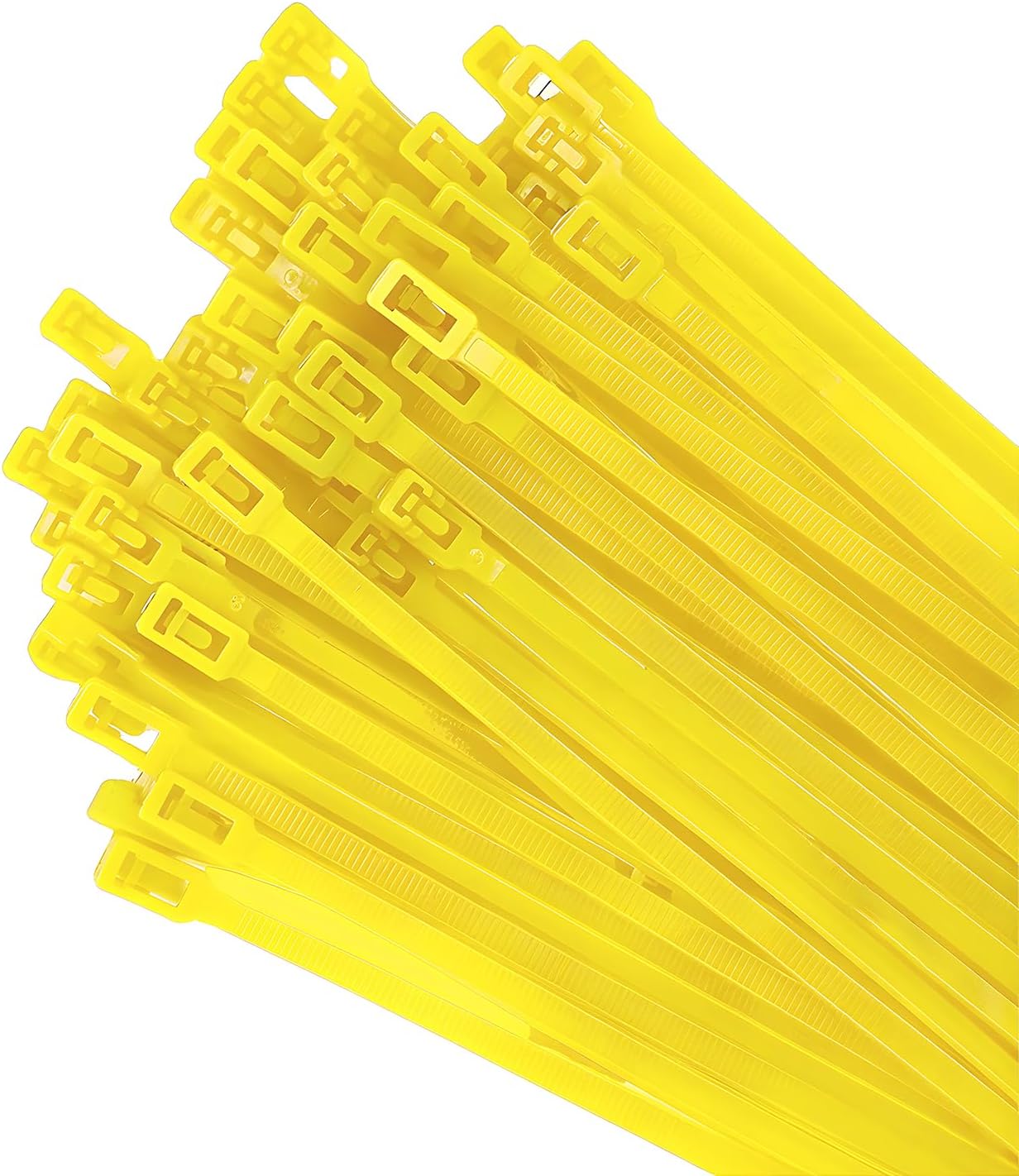100 Count 10 Inch Reusable Cable Ties Yellow – Heavy Duty Releasable Zip Ties, 36 LBS for Electronics, Gardening, and Multi-Purpose Bundling