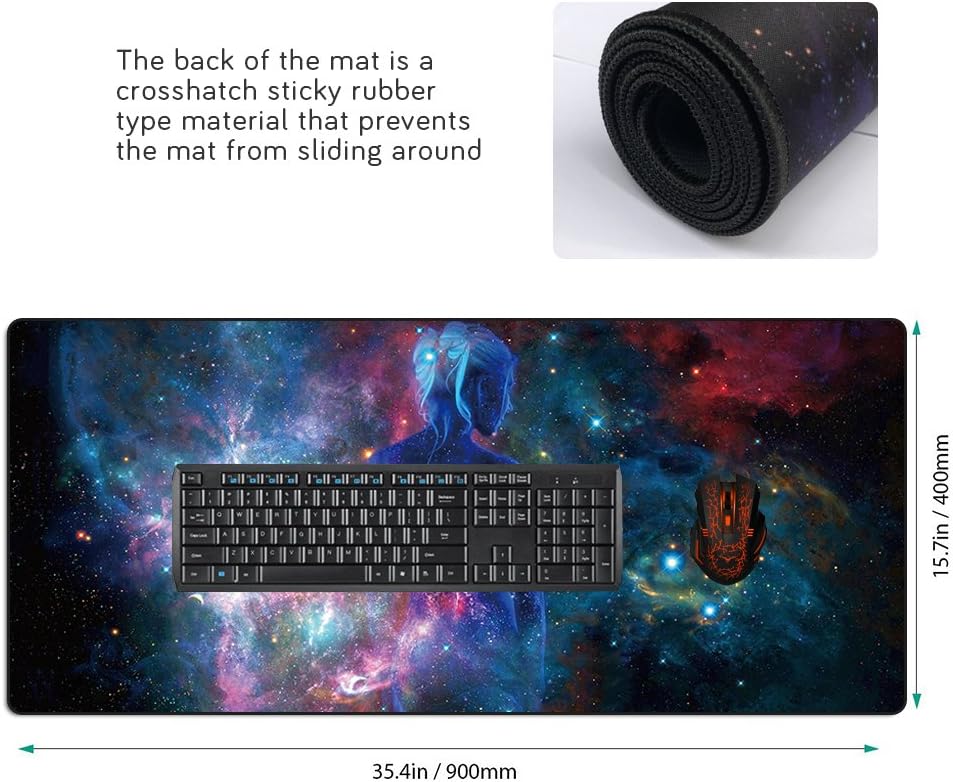 XXL Professional Large Mouse Pad & Computer Game Mouse Mat (35.4x15.7x0.1IN, Sky Girl)