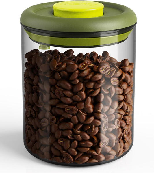 Airtight Coffee Canister – One-Way CO₂ Valve, UV Protection, 3X Thicker Glass, Coffee Bean Storage Container for Ground Coffee & Tea, 30.5 fl oz, for 0.8 lb Beans