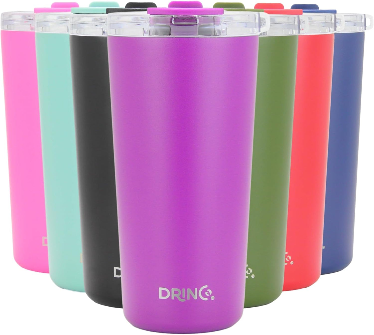 Drinco - 20 oz Stainless Steel Tumbler | Double Walled Vacuum Insulated Mug With Lid, 2 Straws, For Hot & Cold Drinks (20oz Deep Purple, 20oz)