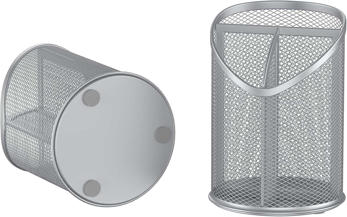 2 Pack Pen Holder Mesh Round Pencil (Silver)