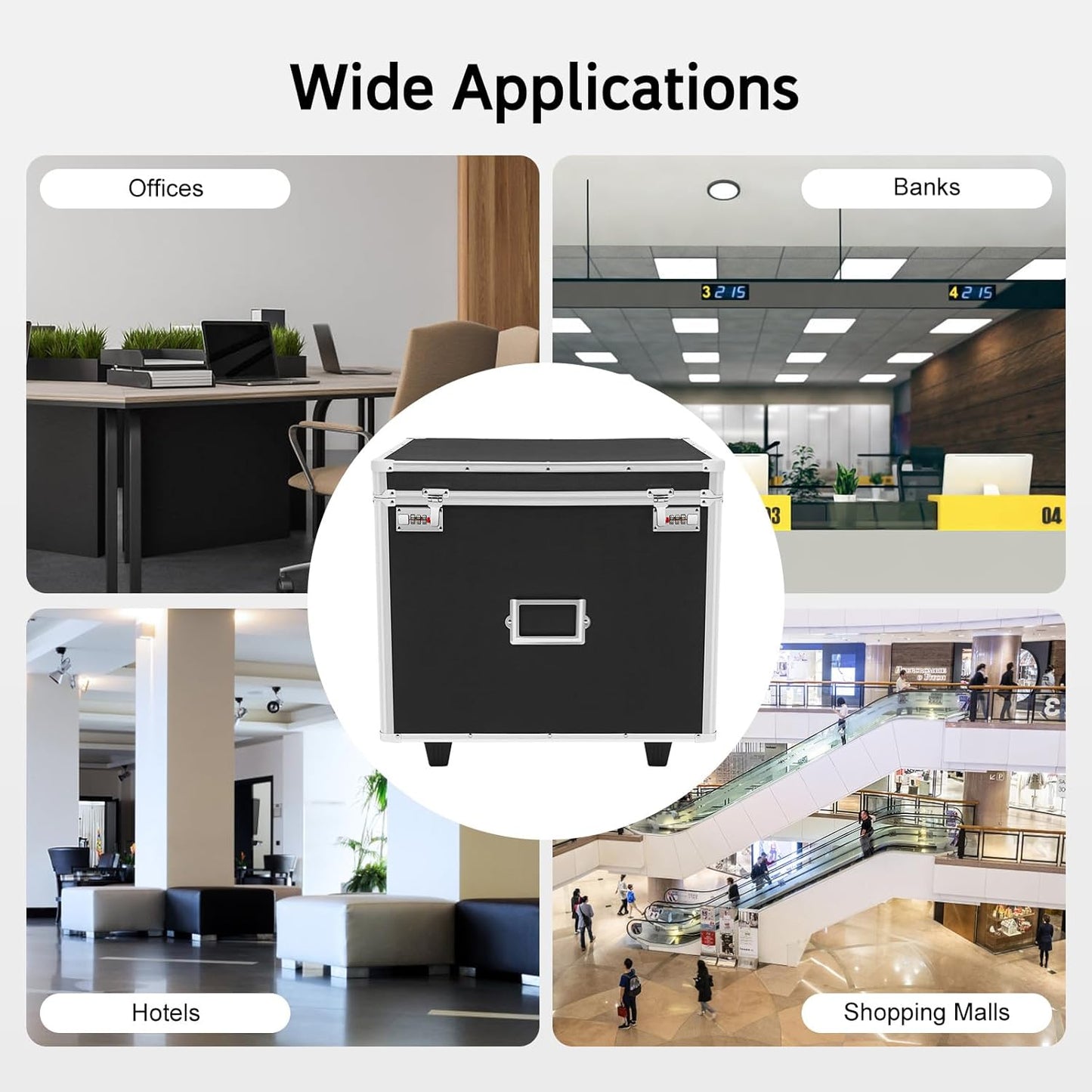 Locking Mobile File Box Letter/Legal Size File Chest, File Box with Lock Sturdy Wheels and Telescoping Handle, Portable Home Office Filing Cabinet for Heavy Files Transport