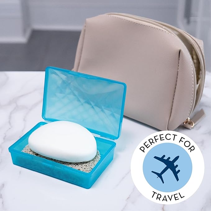 S&T INC. Bar Soap Holder for Kitchen, Bathroom, and Soap Dish, 4 Pack, Cream, 2.9 inches by 4.4 inches