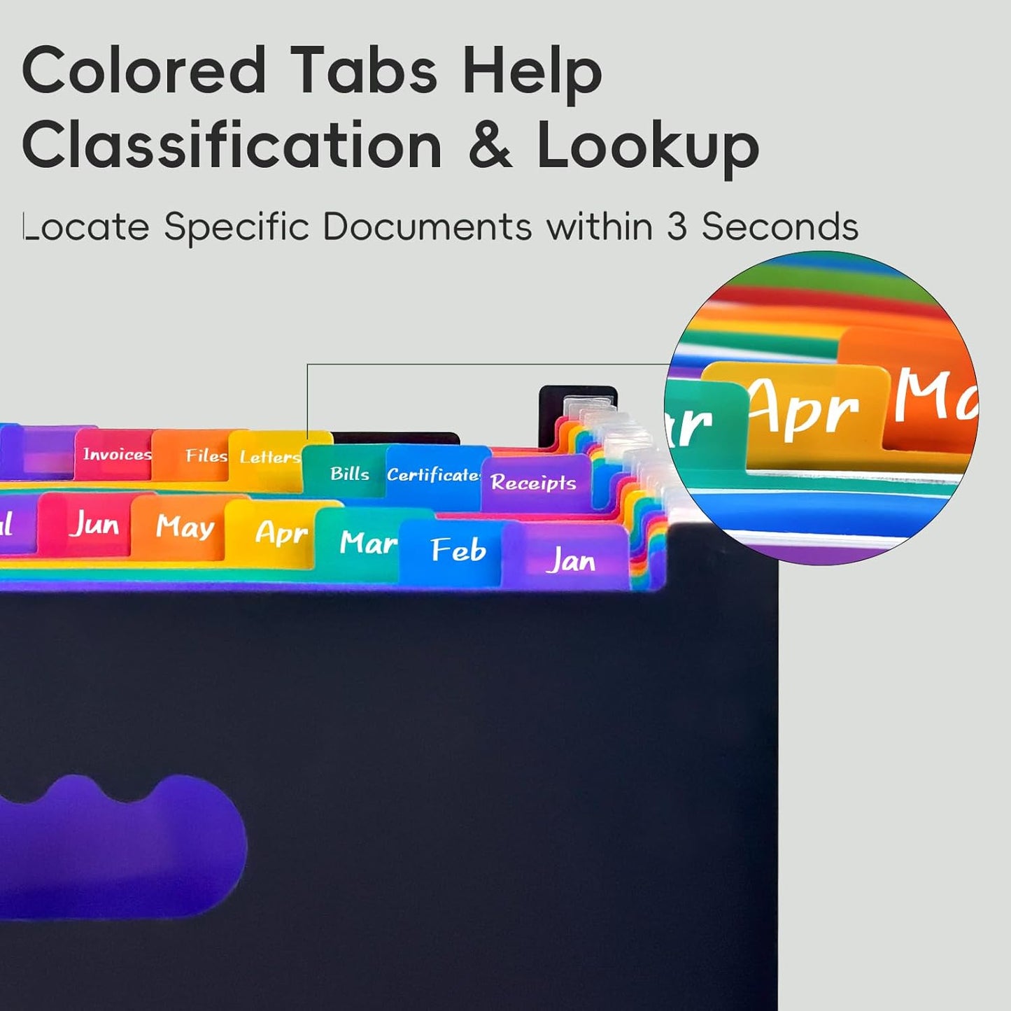 File Organizer Box with Folder, Accordion File Organizer 25 Pockets, File Folder Organizer with Lid for Home, Office, School, Silver