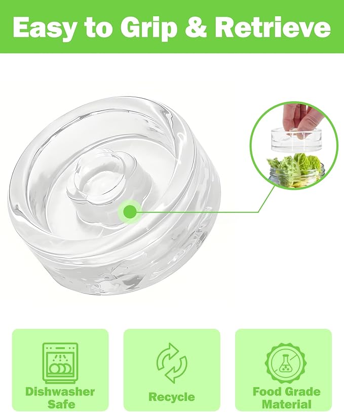 Fermentation Kit for Wide Mouth Mason Jar with 4 Glass Fermentation Weights,4 Fermenting Lids,4 Airlocks,5 Silicone Rings & 5 Silicone Grommet for Sauerkraut and Vegetables (Jar Not Included)