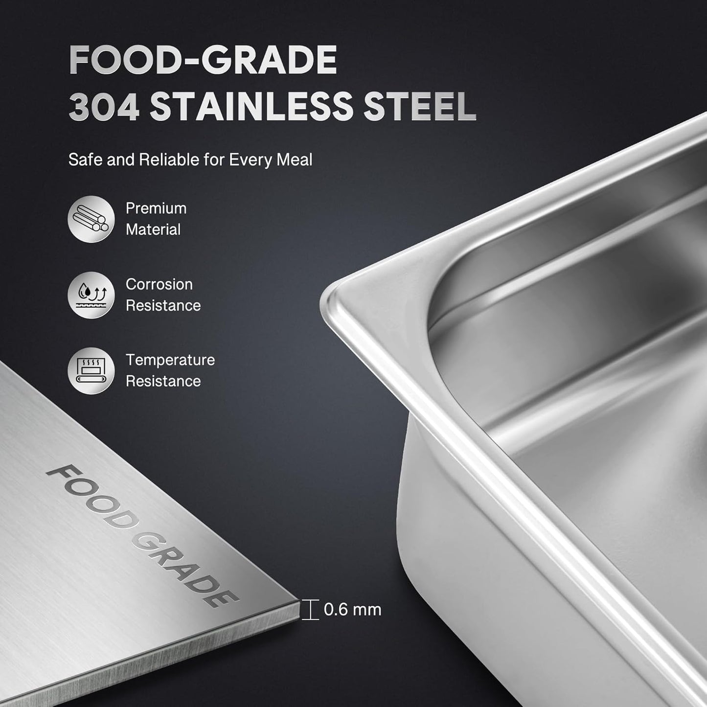 WILPREP 6 Pack Hotel Pans NSF Listed, 1/2 Size 4 in Deep Steam Table Pans with Lids, Food Grade Stainless Steel Hotel, 7.4 qt Catering Food Storage for Buffets Events Restaurants