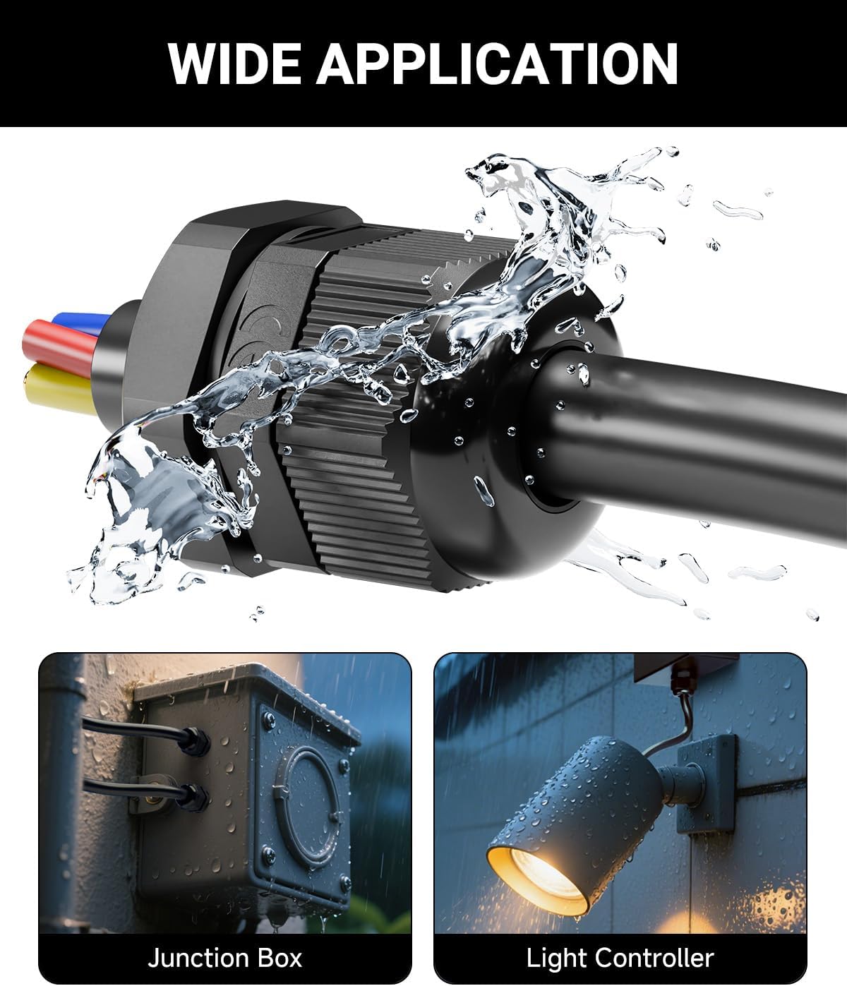 VCELINK 10 Pcs 1/2" NPT Cable Glands Nylon Waterproof, IP68 PA66 Cord Connectors, NPT 1/2" Wire Entry for Electrical Boxes, Strain Relief Wire Grommets, Black