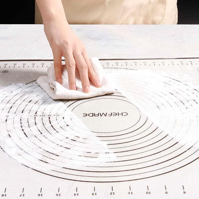 CHEFMADE Silicone Baking Mat, 28" x 20" Extra Thick Large Non-Stick Sheet Mat with Measurement | Non-Slip Reusable Food Grade Flexible Dishwasher Safe｜Making,Cookies,Macarons,Bread,Pastry and Pizza