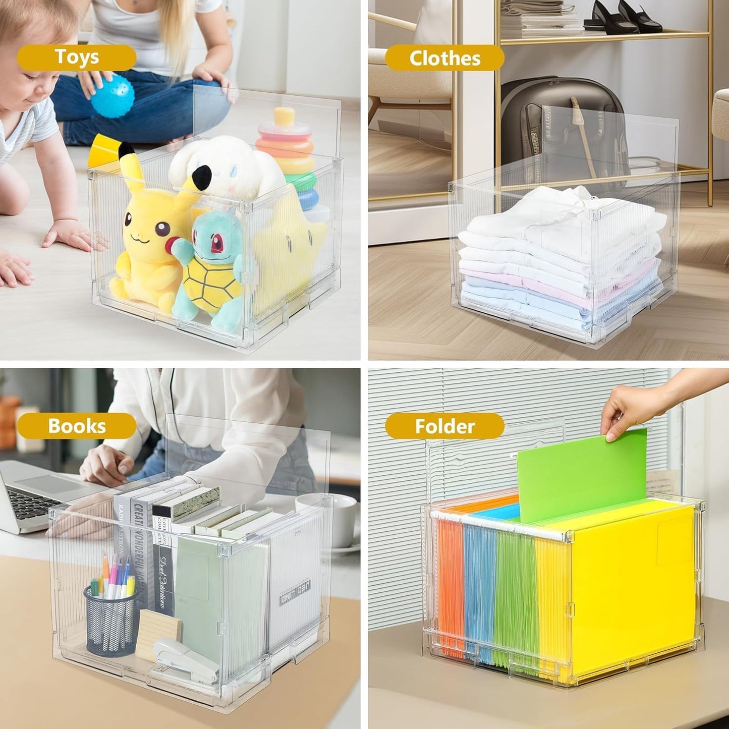 MUKAI File Box Organizer, Hanging Folder Storage Boxes, File Folder Organizer with Slide, Filing Crate Bin Holder with Letter-size File Holder Filing Box for Office, Home, Decor (1)
