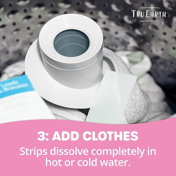 Tru Earth Hypoallergenic Baby Laundry Detergent Sheets/Eco-Strips for Sensitive Skin, 32 Count, Up to 64 Loads: Fragrance Free Detergent for Newborn, Infants, Toddlers, Children, Baby Clothes