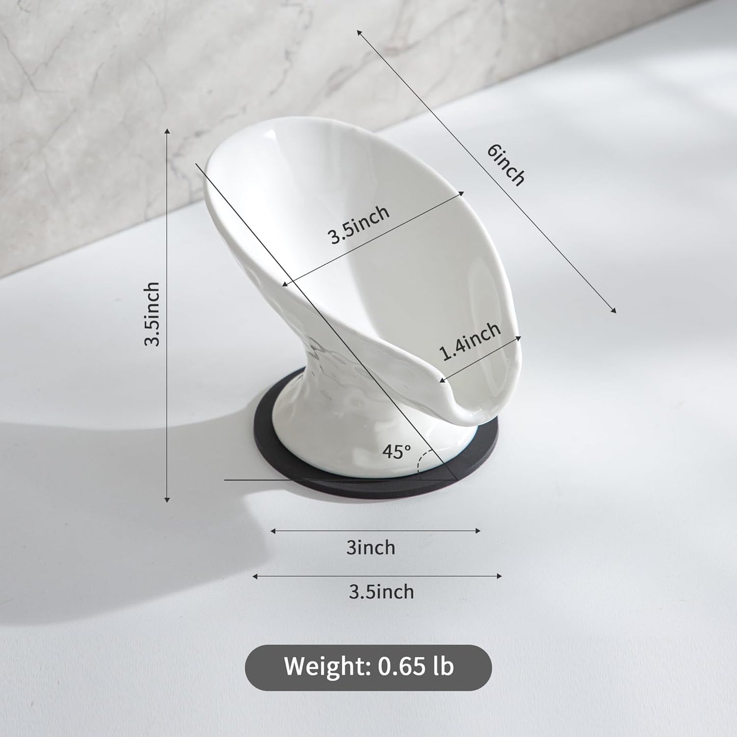 Self Draining Soap Dish,Soap Dish for Shower,White Ceramic Soap Holder for Bathroom Kitchen Shower Keeps Soap Dry, Easy to Clean(Matte White)