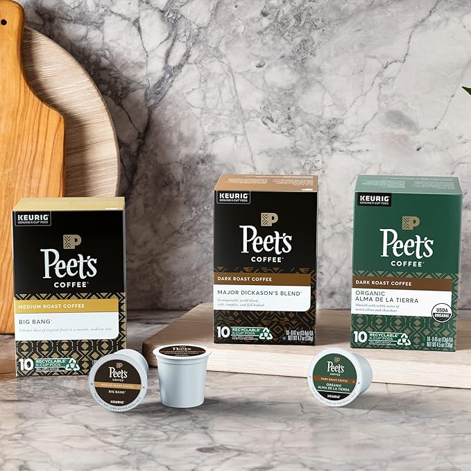 Peet's Coffee, Dark Roast K-Cup Pods for Keurig Brewers - Major Dickason's Blend 96 Count (4 Boxes of 24 K-Cup Pods)