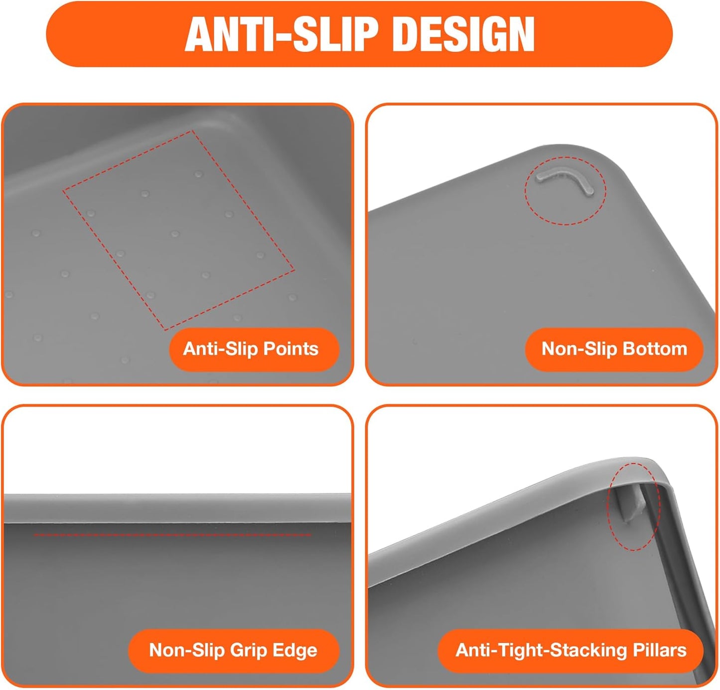 ValueMax 21 PCS Desk Drawer Organizer Set, PP Material Interlocking Drawer Organizer Bins for Office, Vanity, Garage and Bathroom, Non-Silp and Two-Tone Stackable Design, Orange & Gray