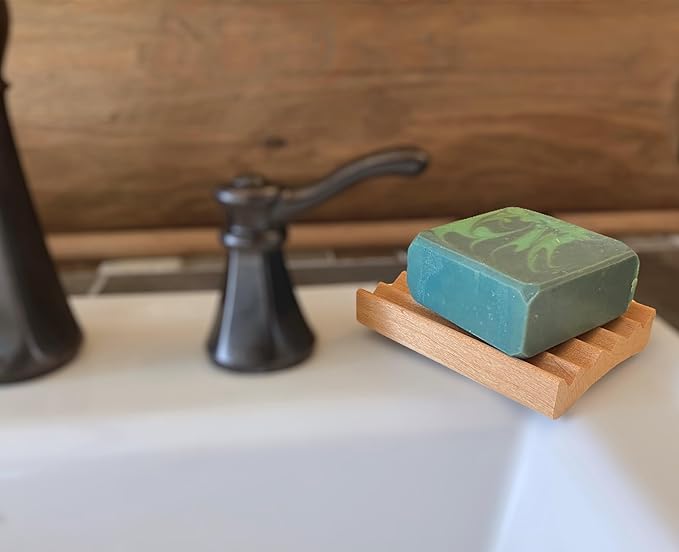 2 Pack Elevation Alder Natural Wood Soap Dish, 100% Handcrafted in the USA, Makes Soap Last 2X Longer, Soap Bar Holder for Kitchen or Bathroom