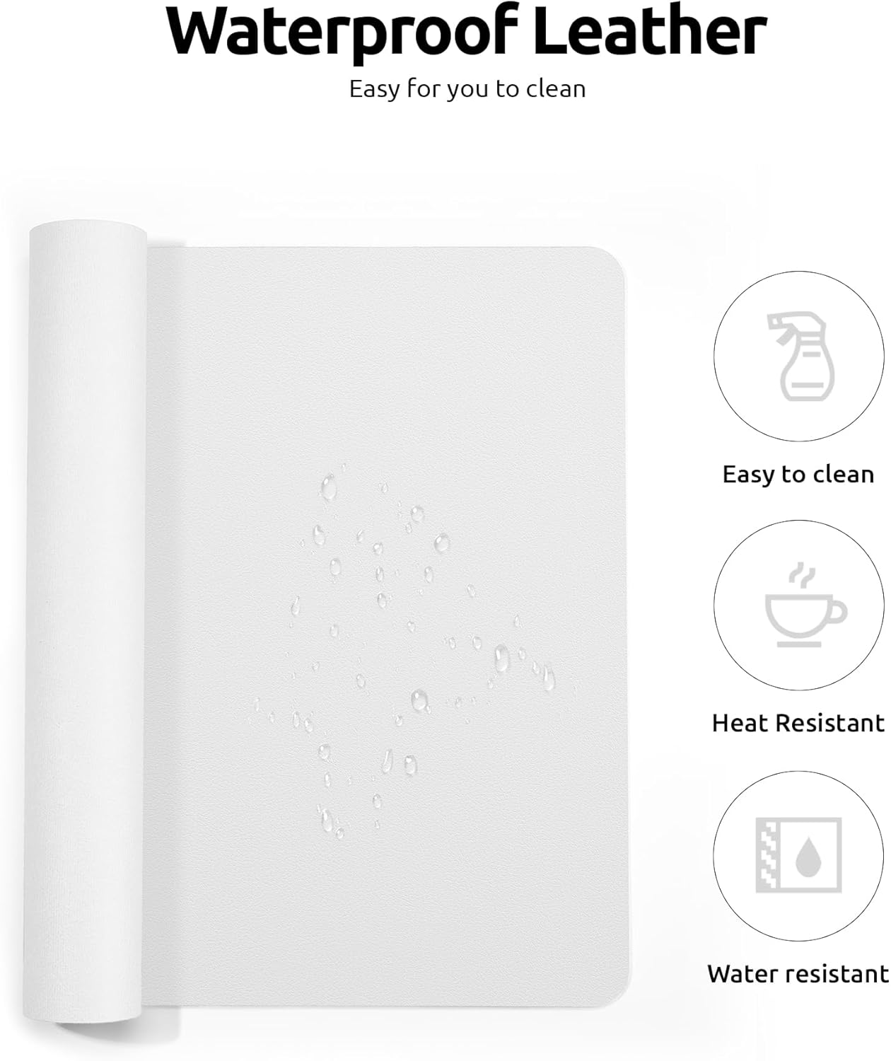 YSAGi Leather Desk Protector, Office Mat, Large Mouse Mat, Non-Slip PU Leather Blotter, Laptop Desk, Waterproof Writing Pad for Office and Home (White, 23.6" x 13.8")