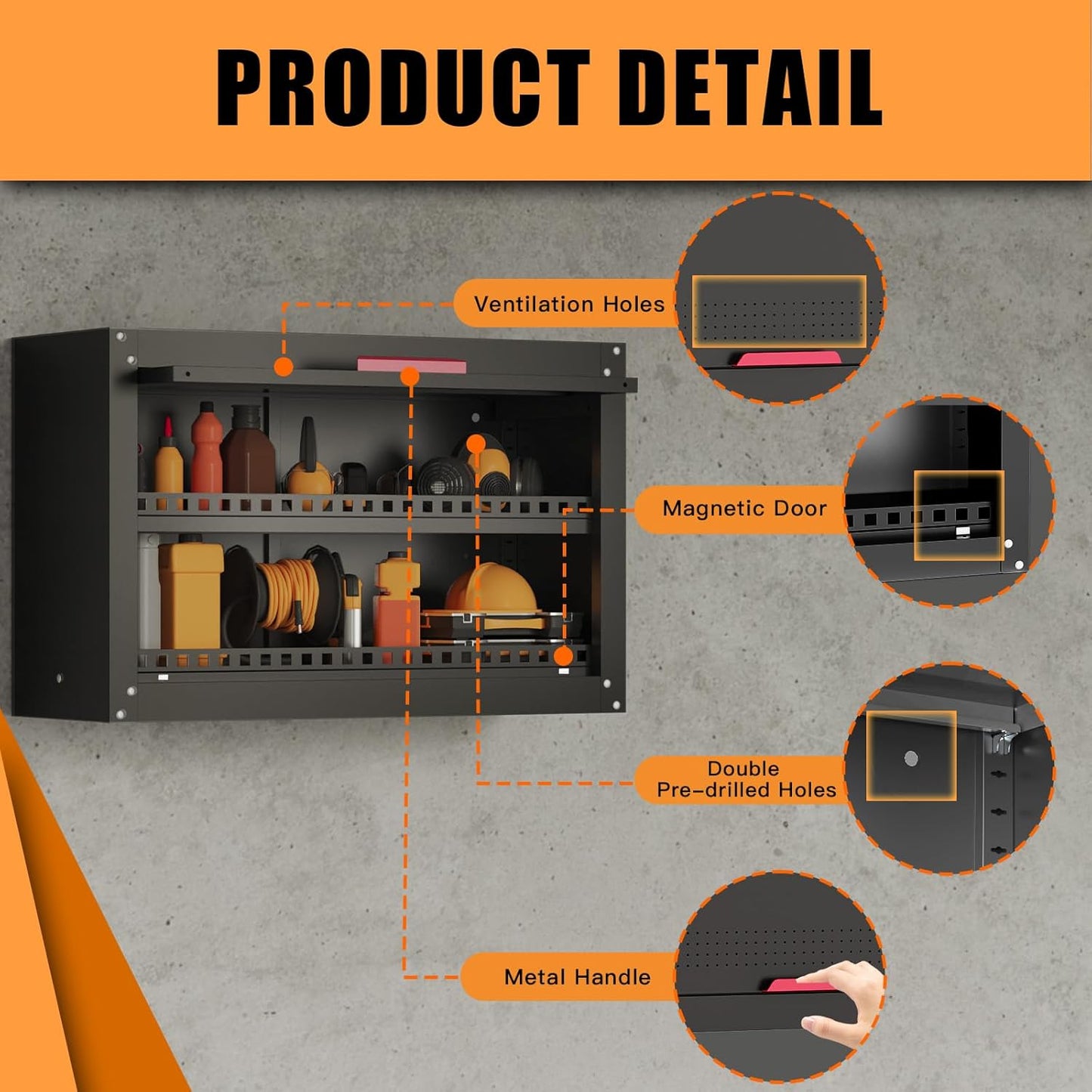 Garage Wall Cabinet,Wall Mounted Metal Storage Cabinets,Up Flip Door Metal Wall Cabinet with Doors and Adjustable Shelves Ideal for Garage, Utility Room and Basement