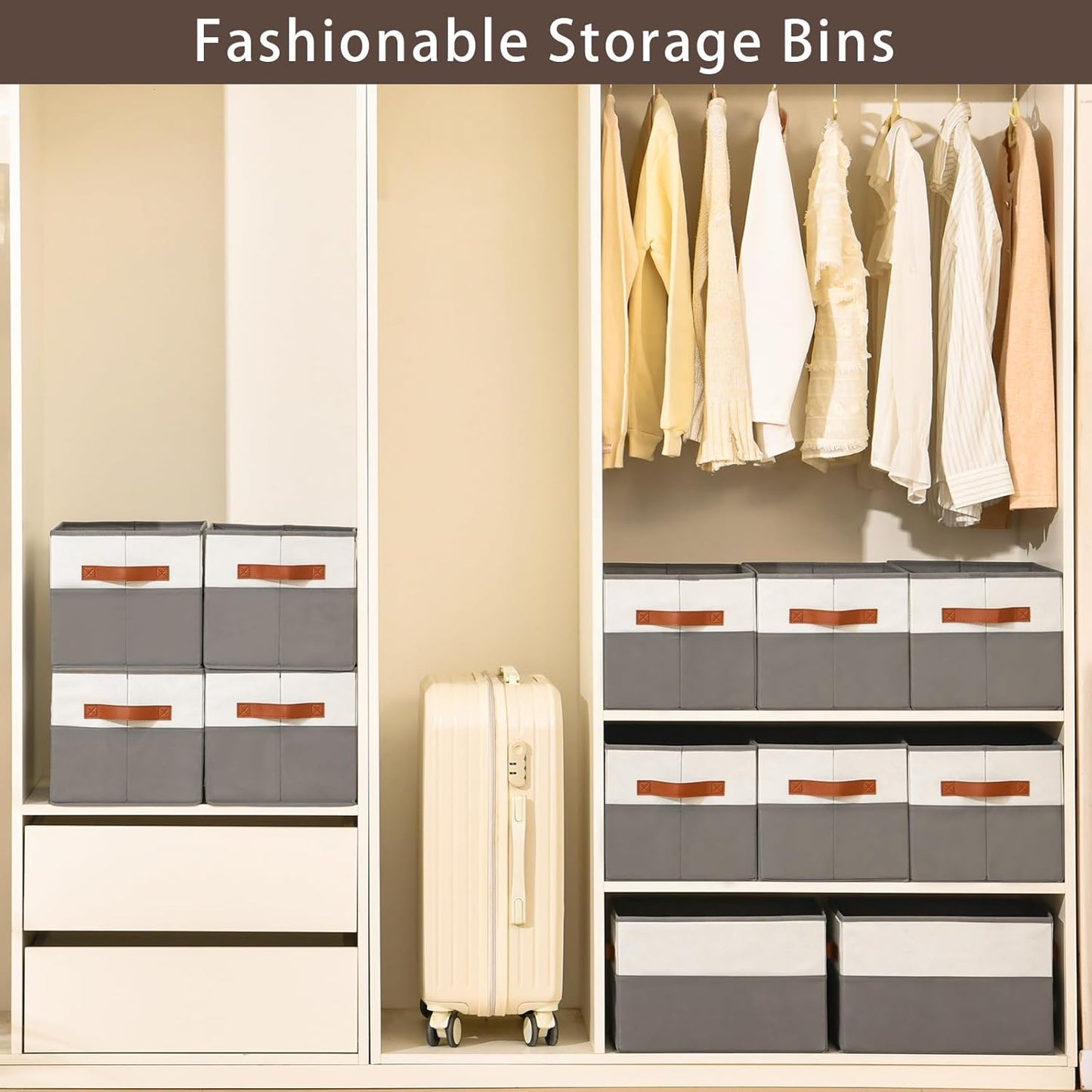 6 Pack Large Storage Bins,Storage Basket for Shelves with Handle, Fabric Closet Organizer for Organizing Clothes Blanket,Decorative Closet Organizers and Storage