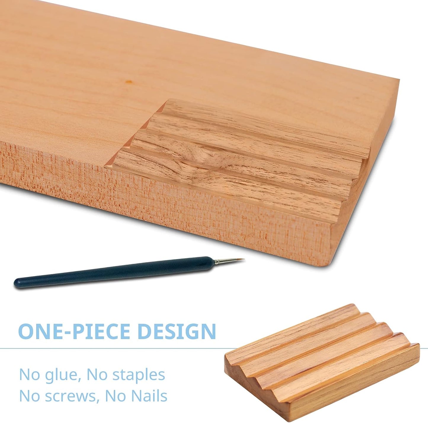 Teak Soap Dish for Shower by HTB, Wood Decorative Bath Soap Holder Heightened Base Design to Keep Soap Dry in Kitchen, Bathroom, Sink, Bathtub, Cute Wooden soap Saver for Hand Face Shampoo Bar (1pcs)