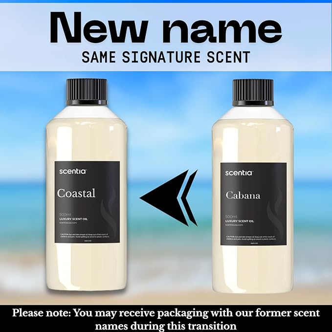 Scentia Hotel Diffuser Oil Inspired by 5-Star Hotel Scent - 500 ml 16.9 fl oz - Fragrance Oil Blend Jasmine, Bergamot Notes for Aromatherapy Diffusers and Humidifiers - Cabana, Thanksgiving Gift