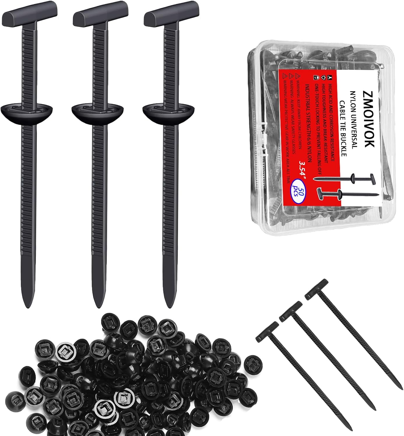 100 pcs Upgraded Nylon Universal Cable Tie Buckles,Nylon Zip Ties Clips with Buttoned,Cable Tie Thicker and Wider T-Shaped Head Design,Car Zipper Clips for Car Fender Bumper Trunk Home Use (100)