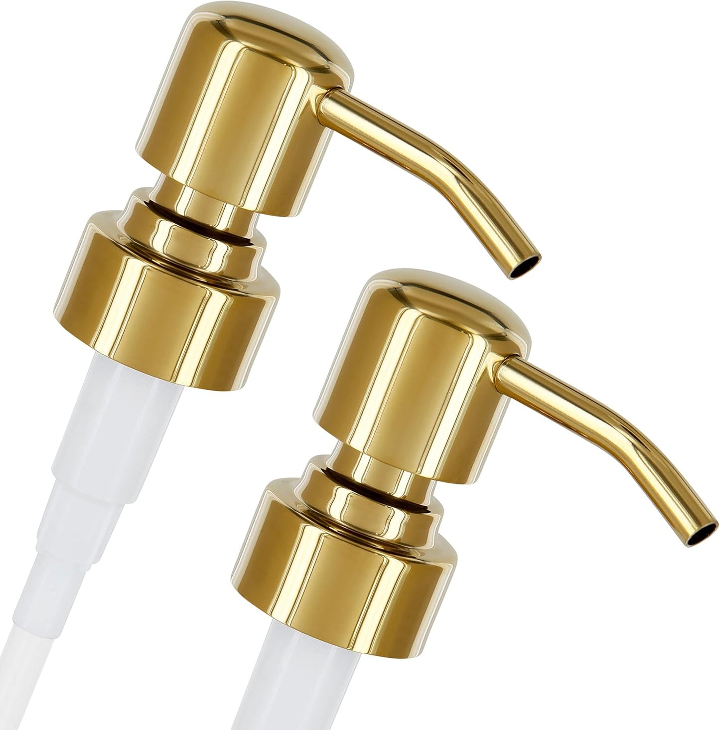 ALTGLAS Twin Pack - 2X Stainless Steel Soap Pump 'Zagreb' as Replacement for Liquid Hand Soap Dispensers (Shiny Gold) - Fits e.g. Jack Bottle