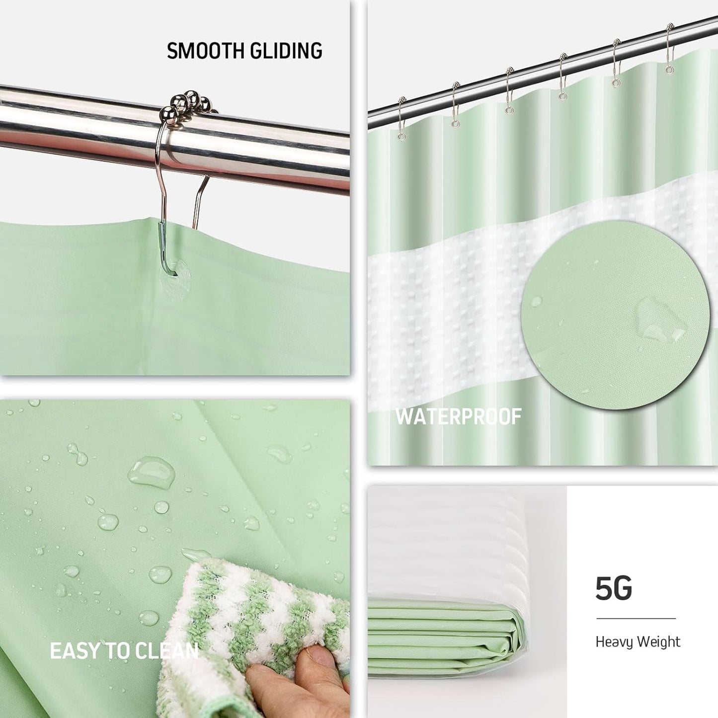 IMAVO Green Bathroom Set,26Pcs Bathroom Accessories Set with PVC Shower Curtain,Rugs,Trash Can,Tray,Soap Dispenser,Soap Dish,Toothbrush Holder,Toothbrush Cup,Toilet Brush Holder and Qtip Holders