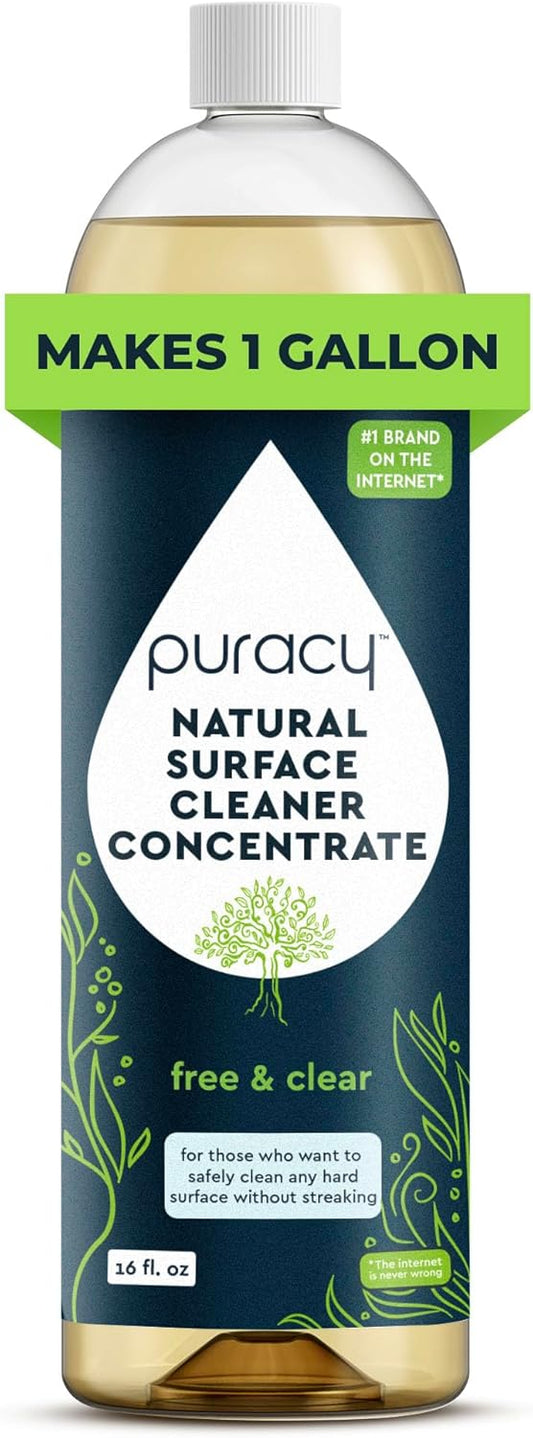 Puracy Multi-Surface Cleaner Concentrate - Plant-Powered Everyday Surface Cleaner - Natural All Purpose Cleaning Solution As Seen on TikTok (Free & Clear, 16 fl oz)