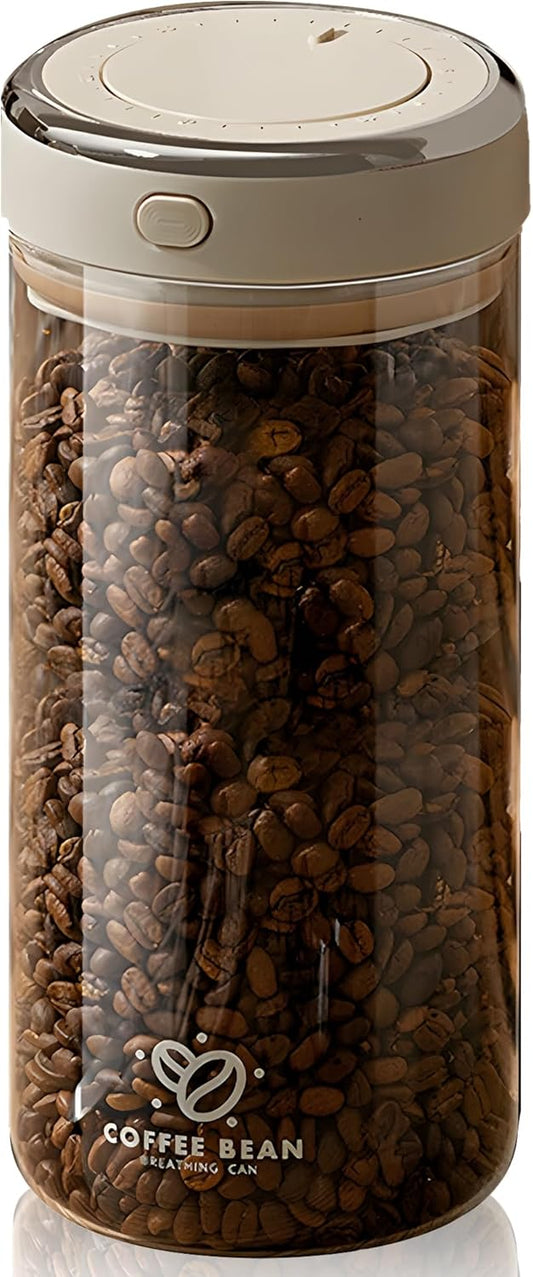 IwaiLoft Glass Coffee Bean Storage Container with Airtight Lid,Glass Sealed Jar with Date Tracker,Vacuum Coffee Canister for Nuts,Food Fresh Storage,Clear Borosilicate Glass Jar (57OZ/1700ML)