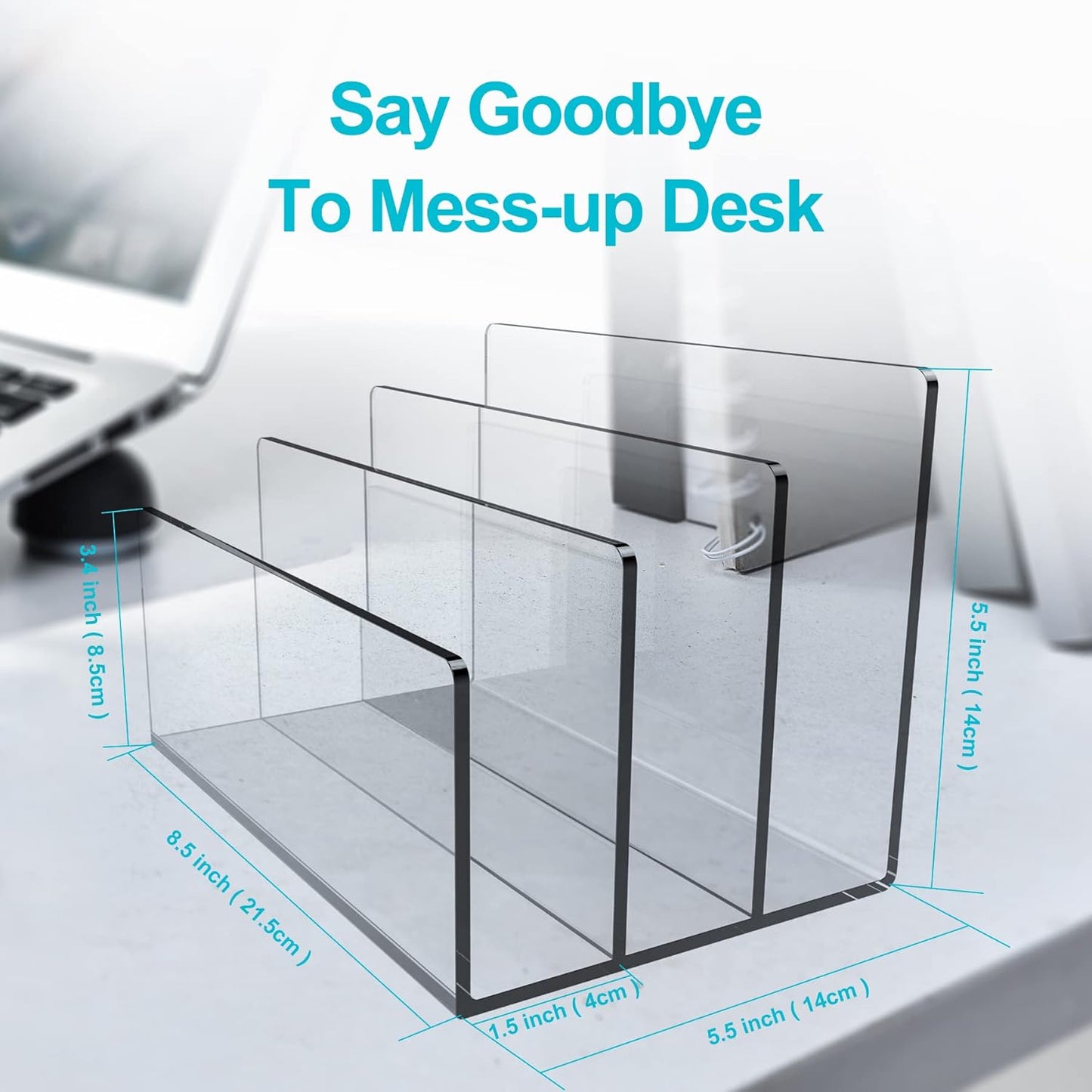 Boloyo Acrylic File Holder,2PC 3 Sections Clear File Organizer Mail Letter Sorter Desktop Folder Holder for Home Office School Envelope Bill Filling Paper Document