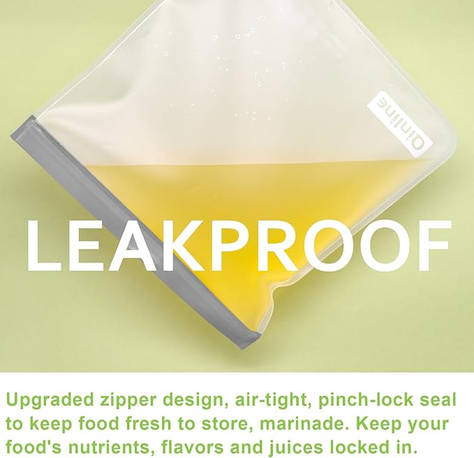 Reusable Food Storage Bags - 24 Pack Freezer Bag, Reusable Bags Silicone, Extra Thick Leakproof Lunch Bag