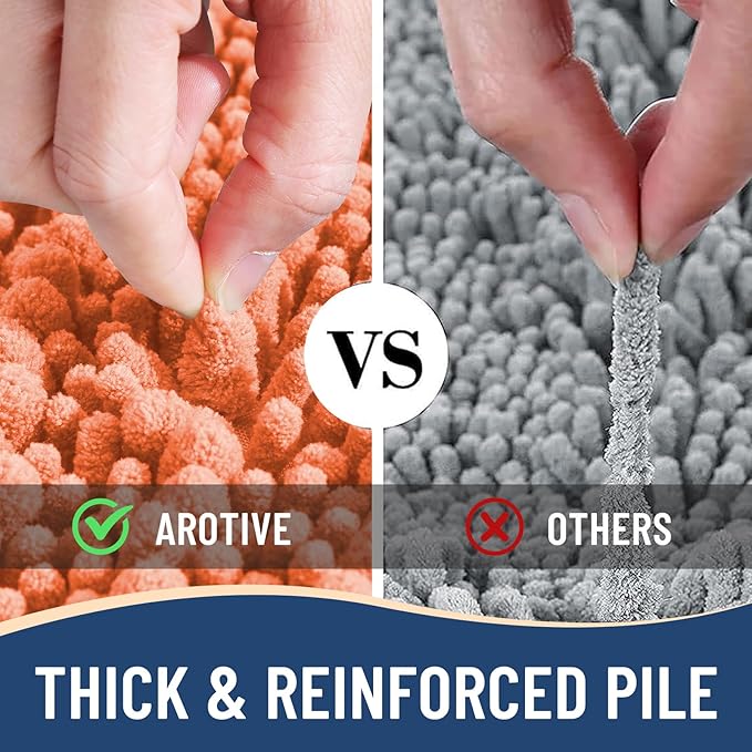 Arotive Luxury Chenille Bathroom Rug Mat, Extra Soft Thick Absorbent Shaggy Bath Rugs, Non-Slip Machine Wash Dry, Plush Bath Mats for Bathroom, Shower and Tub, 30x20, Coral