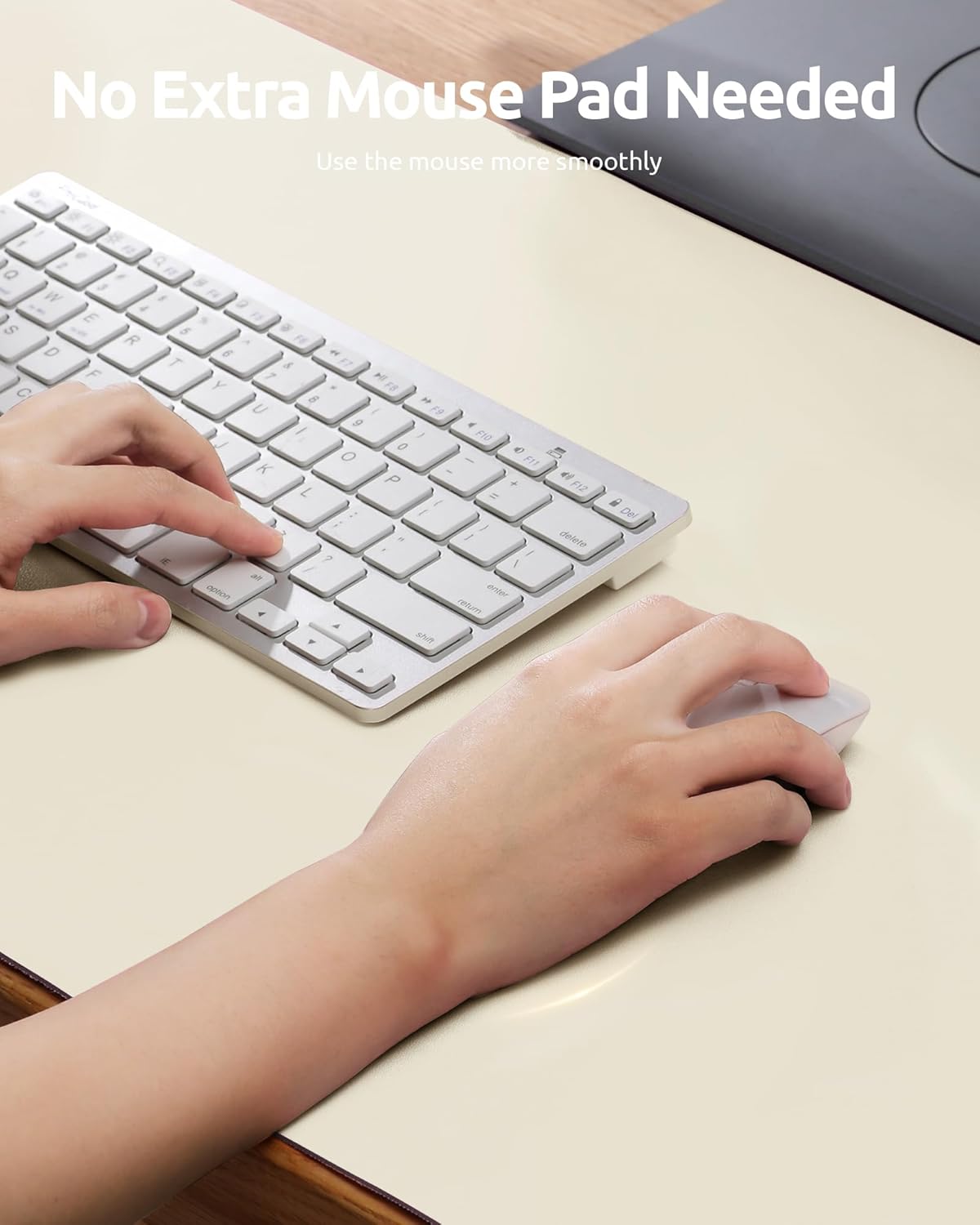 YSAGi Leather Desk Protector, Office Mat, Large Mouse Mat, Non-Slip PU Leather Blotter, Laptop Desk, Waterproof Writing Pad for Office and Home (Cream, 35.4" x 17")