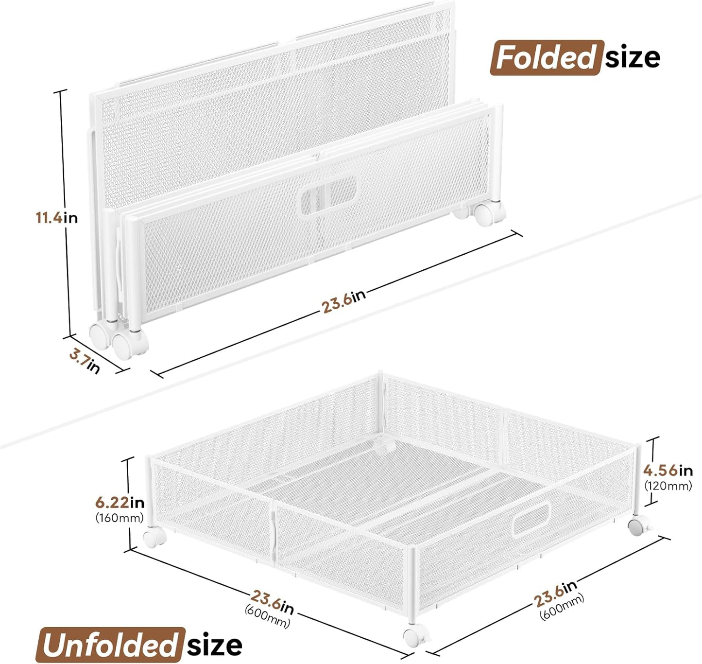 Under Bed Storage, Under the Bed Storage Containers with Wheels, Under Bed Shoe Storage Organizer Drawer, Tool-free Assembly Metal Underbed Storage Containers for Bedroom Clothes Shoes Blankets -4PCK