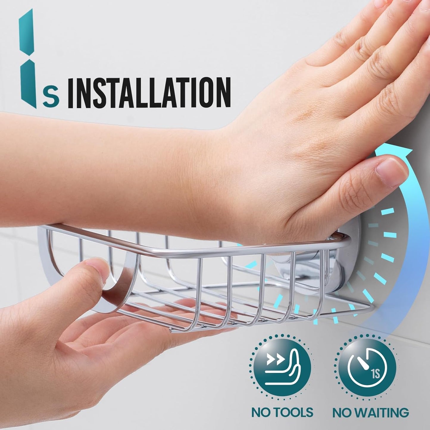 TAILI Soap Dish Holder with Hooks, Bar Soap Tray Saver Suction Cup with Razor Holder for Shower Wall, Rustproof Stainless Steel Bath Shampoo Caddy for Bathroom Accessories Organizer, Silver