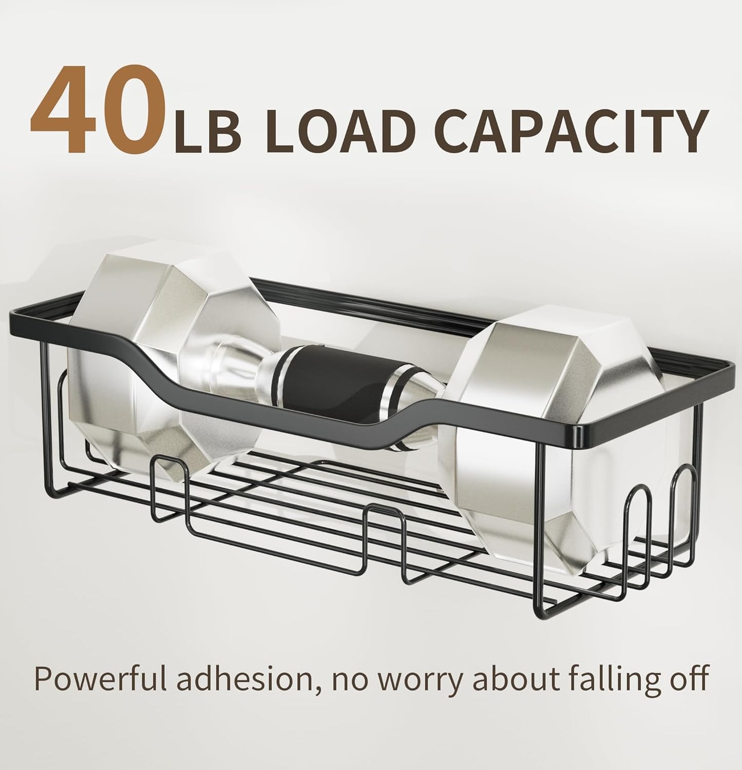 Shower Caddy Hanging 2-Tier Bathroom Organizer for Tall Showerhead with Soap Dish and Toothbrush Holder,Rustproof Over Shower Head Rack,Black