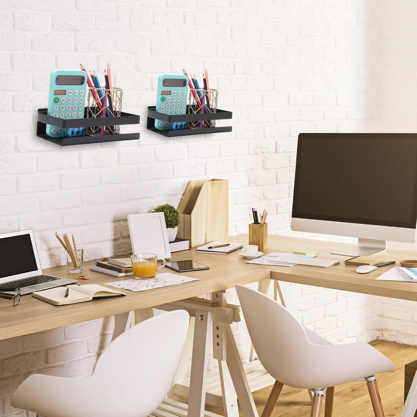 Lallisa 2 Pieces Stainless Steel Shelf Bathroom Shower Floating Shelves Wall Mounted Shower Caddy Basket Shelf Storage Organizer Shelves for Bathroom, Kitchen, Living Room (7.87 Inches/ 20 cm,Black)