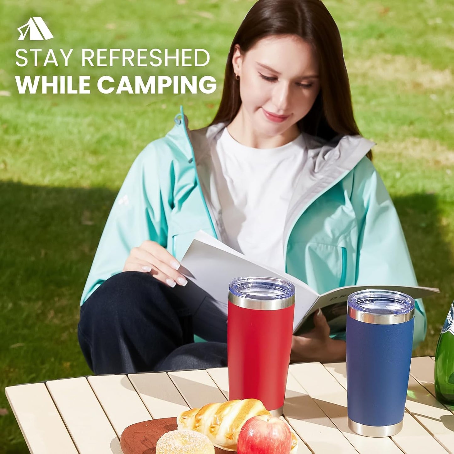 MEWAY 20oz Tumbler Cup Double Wall Vacuum Insulated Travel Mug Bulk, Stainless Steel Tumblers with Lid and Straw, Durable Powder Coated Coffee Cups for Cold & Hot Drinks (Pink, 1)