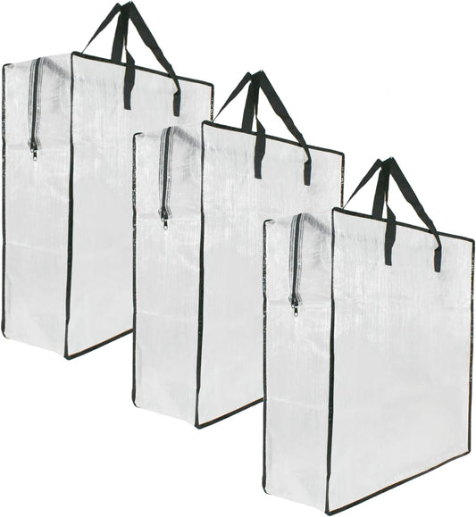 3 Pack Clear Storage Bags with Zipper and Handles, Blanket Bags For Closet Storage, Moving and Packing Supplies for College, Underbed Storage Organizer for Clothes Pillow Bedding Christmas Wreath