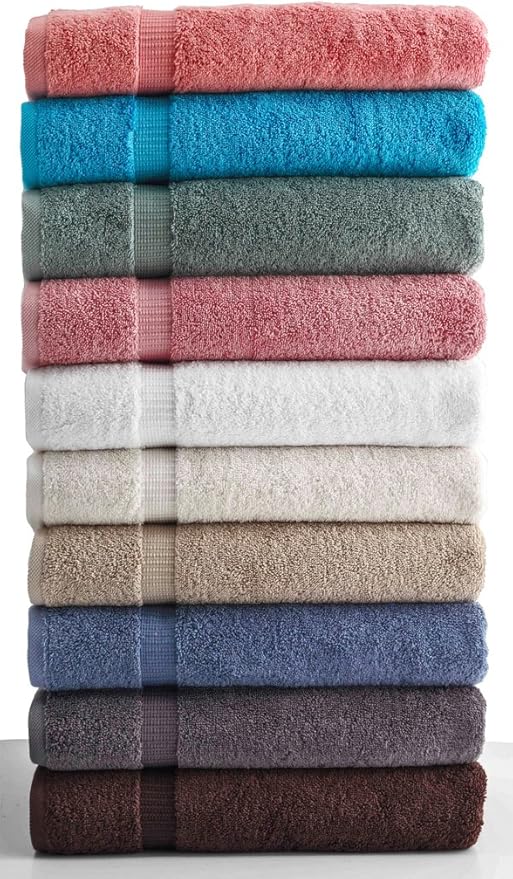 SALBAKOS 100% Turkish Cotton Bath Towel Set of 4 27x54 inch | Heirloom Quality | Hotel & Spa Collection | Ultra Soft, Super Absorbent, Long Lasting Bath Towels | Made in Turkey (Rose, 4 Bath Towels)