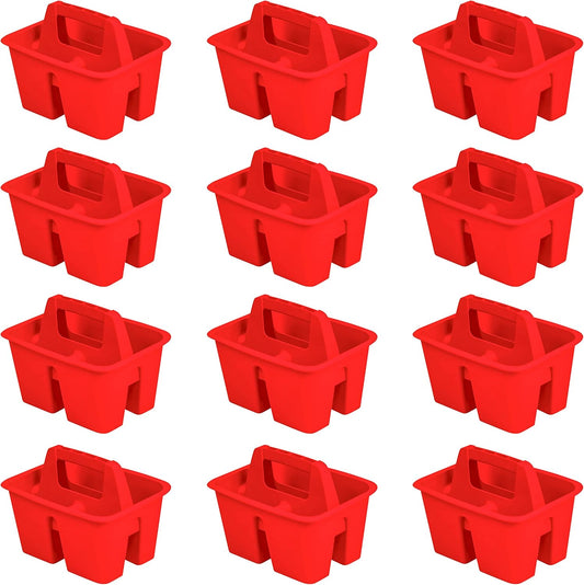 Storex Mini Classroom Caddy, Multipurpose Classroom Organizer with Handle, Red, Pack of 12 (01063U12C)