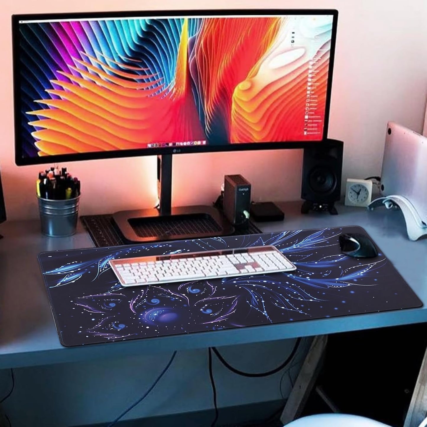 XXL Gaming Mouse Pad 35.4x15.7 Professional Large Mouse Pad & Computer Game Mouse Mat-90x40 Flowershape